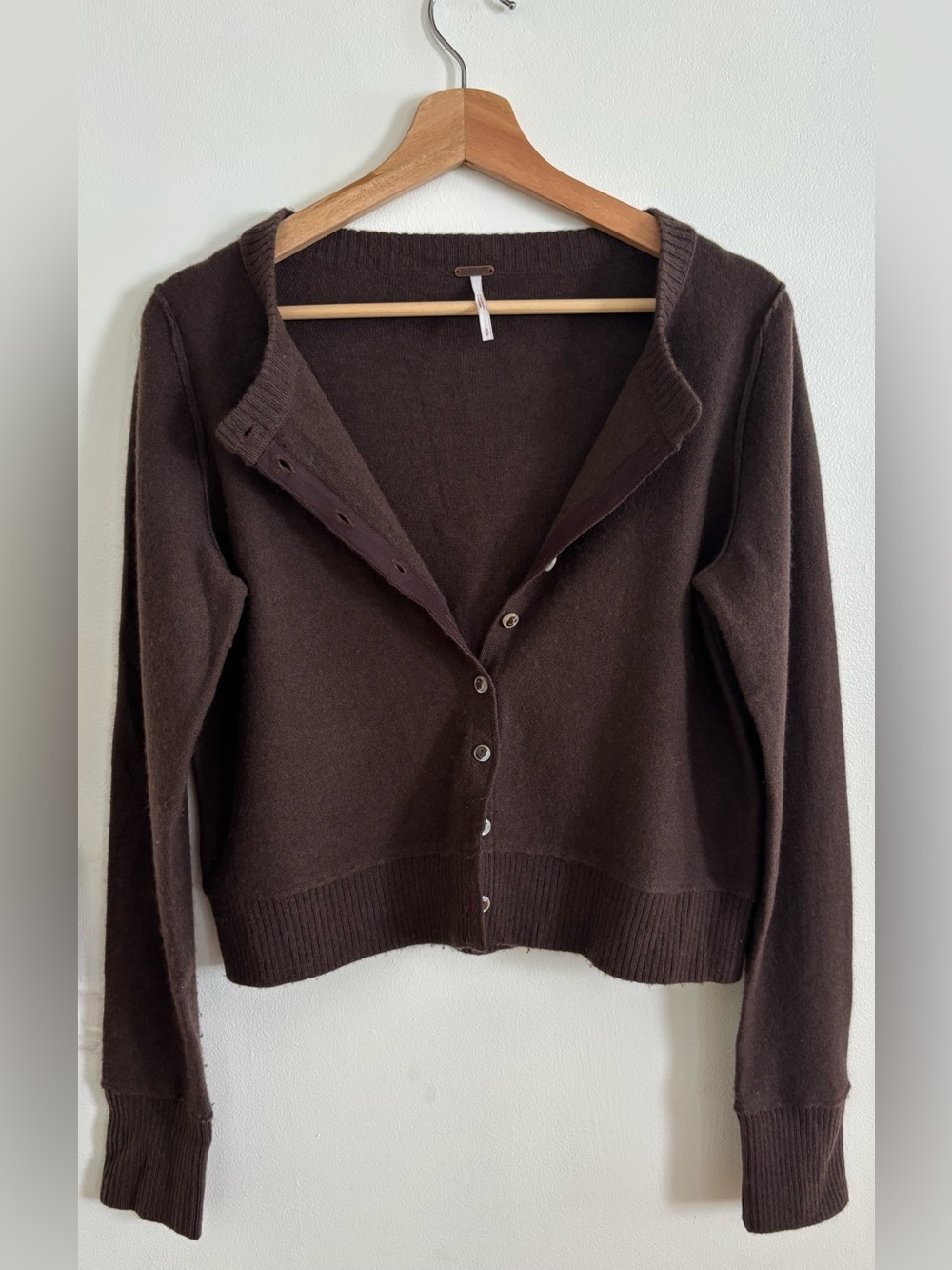 Free People Nocturnal Cashmere Wool Blend Cardigan Sweater size Small brown - Picture 3 of 9